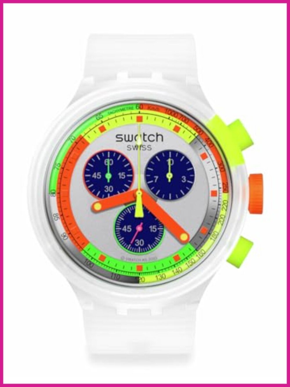 Big Bold Chrono Unisex Watch Casual Polymer Transparent Quartz Waterproof